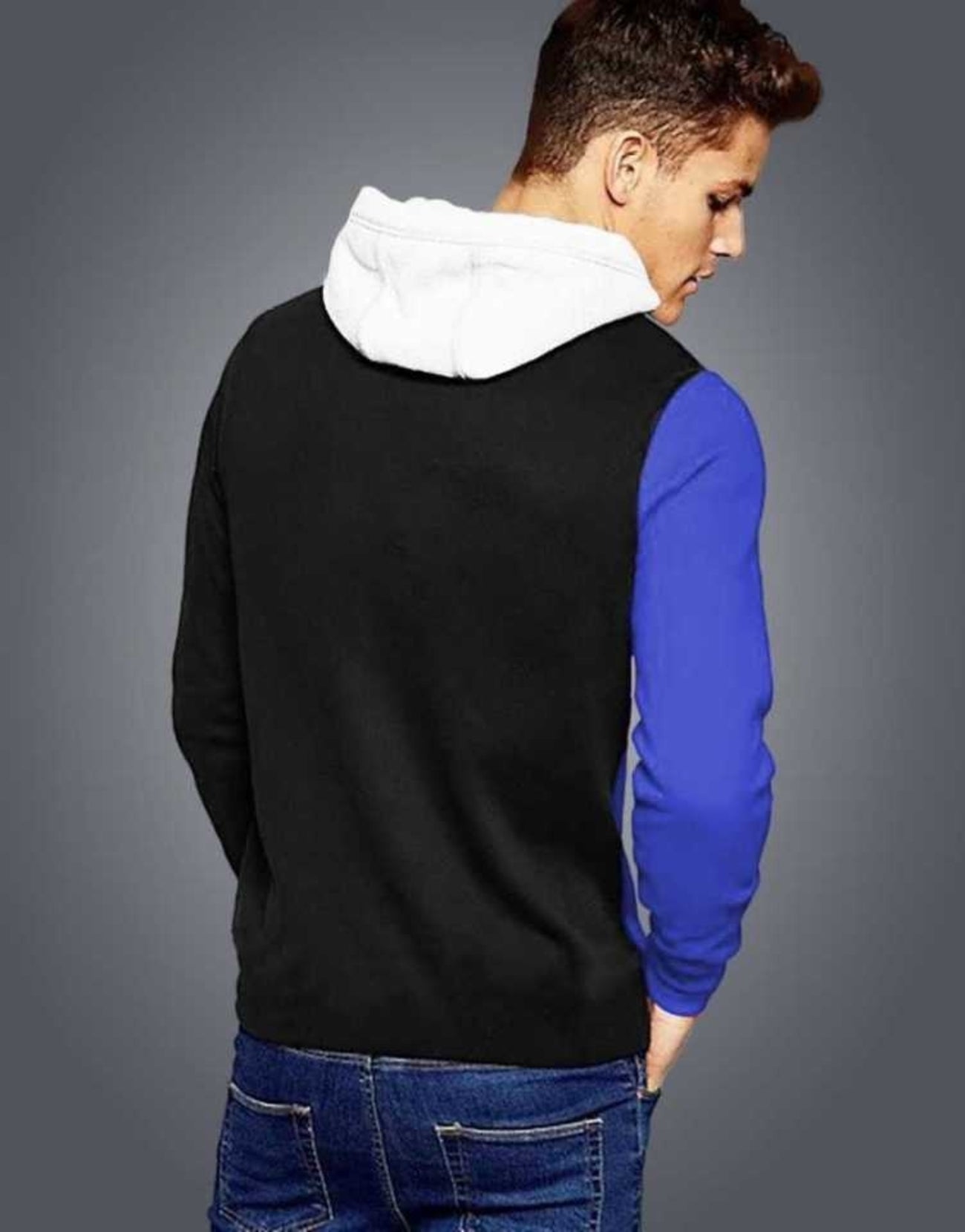 Men's Casual Cotton Coloured Block Hoodie