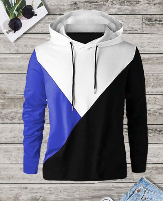 Men's Casual Cotton Coloured Block Hoodie