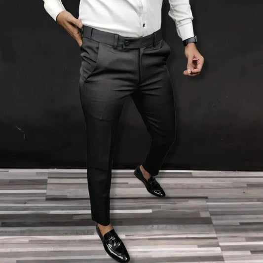 Lycra Solid Slim Fit Men's Formal Trouser (Pack of 2)