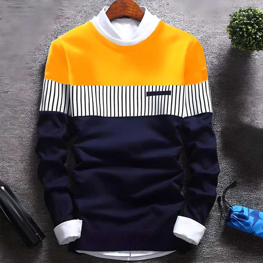 Men's Cotton Stripes Full Sleeves Round Neck T-Shirt